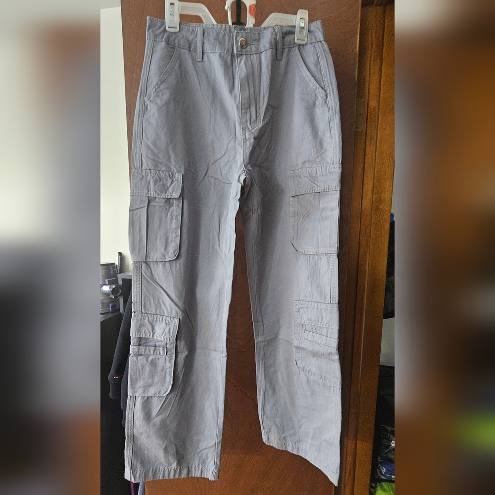 Womans High Waist Gray Cargo Pants